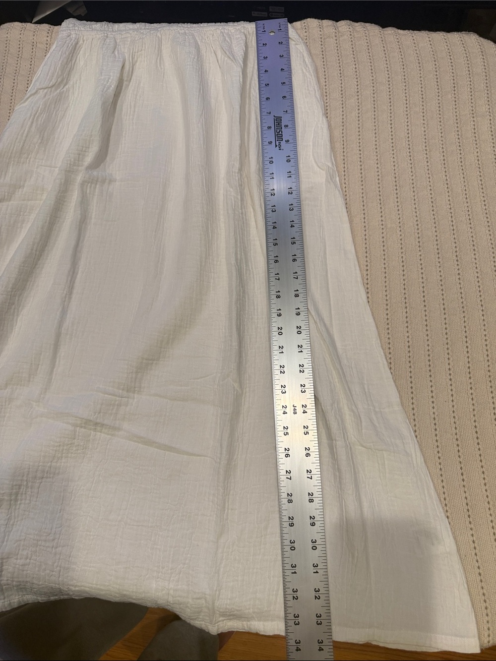NWOT- PACT ORGANIC COASTAL DOUBLE GAUZE SMOCKED MIDI DRESS- MEDIUM- CREAM - Picture 14 of 16